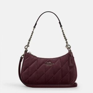Limited-time offer Coach Teri Shoulder Bag Quilting Gunmetal/Burgundy CCW70
